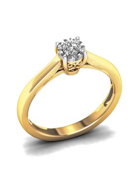 Lykka Elegance yksikivi timanttisormus 0,10 ct keltakulta