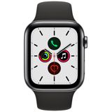 Apple Watch Series 5 GPS + Cellular tähtimusta ruostumaton teräskuori 44mm musta urheiluranneke MWWK2KS/A
