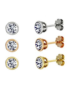 Silver Bar korvakorut ruusukulta, kulta ja hopea kolmen parin korusetti 8811