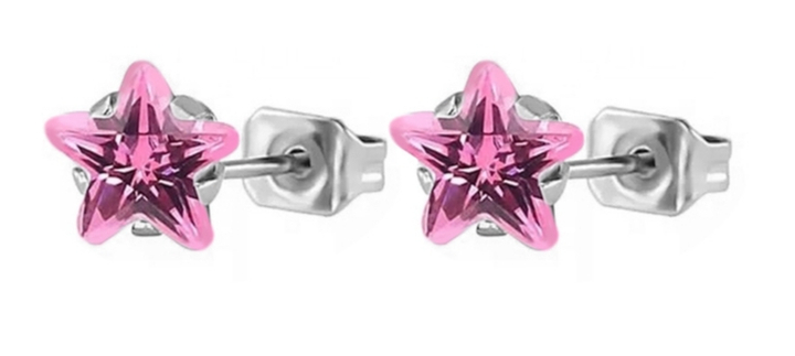 Hopeapuro Sirius vaaleanpunainen korvakorut