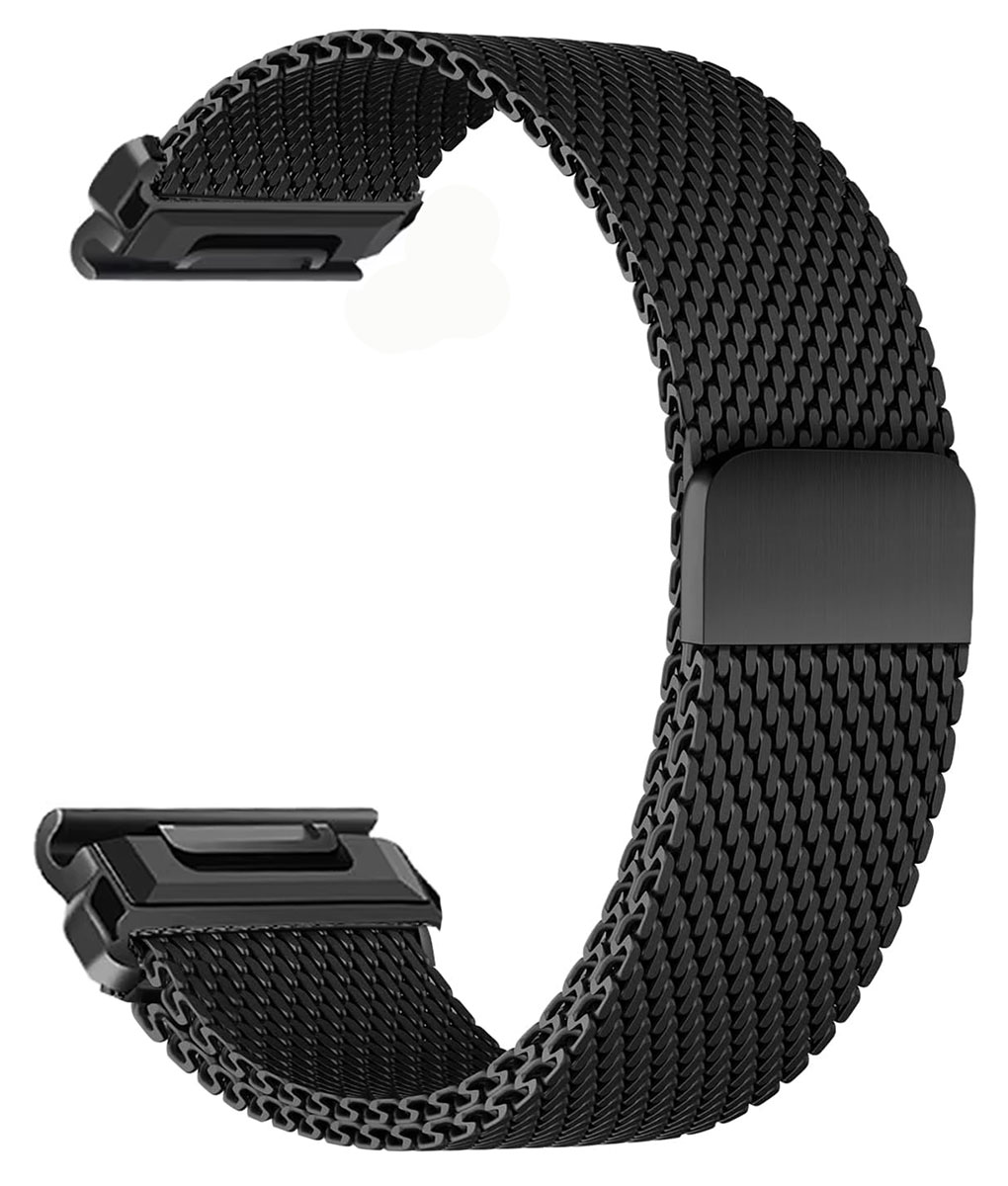 Tiera Garmin Milanese mesh-teräsranneke 22mm pikakiinnityksellä musta