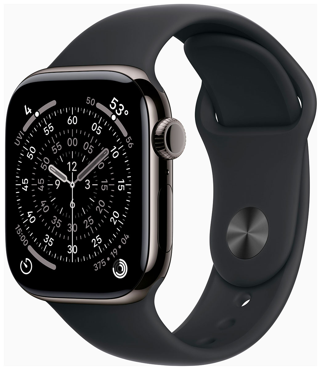 Apple Watch Series 11 GPS + Cellular 42mm Slate Titanium Case with Black Sport Band MF8R4QN/A