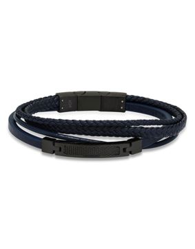 Ace of Spades sininen rannekoru nahka/teräs SSLB-112B