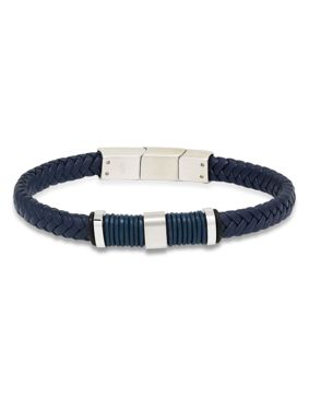 Ace of Spades sininen rannekoru nahka/teräs SSLB-113