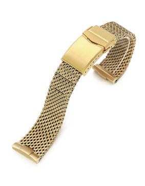 MiLTAT Curved End Massy Mesh-teräsranneke Seiko Gold Turtle SRPD-sarjaan MC221820BFG007
