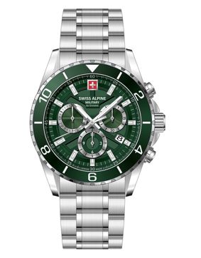 Swiss Alpine Military Sentinel Chronograph Silver Green 7073.9134