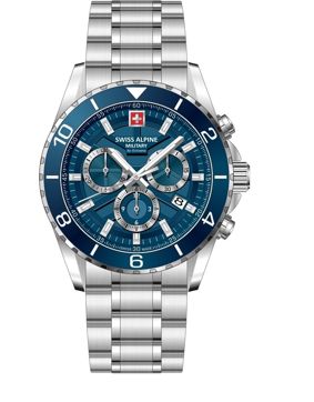 Swiss Alpine Military Sentinel Chronograph Silver Blue 7073.9135