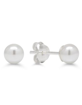 Hopeakorvakorut pyöreä 5mm valkoinen helmi SYP-5mm-valk