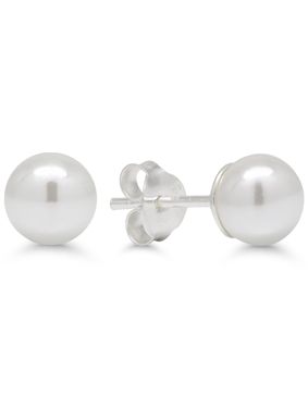 Hopeakorvakorut pyöreä 6mm valkoinen helmi SYP-6mm-valk