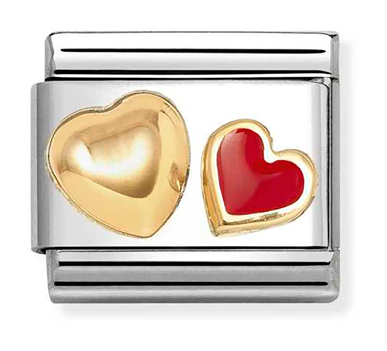 Nomination Composable Classic Love 2 Gold Red Hearts 030283/32