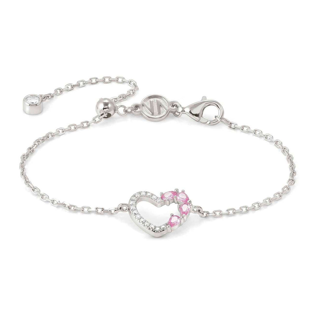 Nomination Shine Me Up hopea rannekoru kirkas/pinkki sydän 241901/004