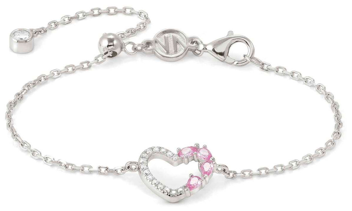 Nomination Shine Me Up hopea rannekoru kirkas/pinkki sydän 241901/004