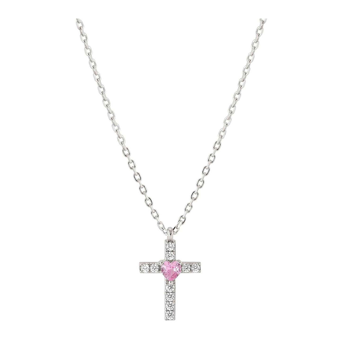 Nomination Shine Me Up hopea kaulakoru kirkas/pinkki risti 241902/002