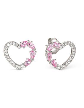 Nomination Shine Me Up hopea korvakorut kirkas/pinkki sydän 241903/004