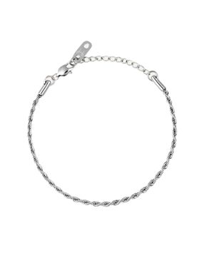 Mockberg Thin rope kordellirannekoru hopeanvärinen small MO327