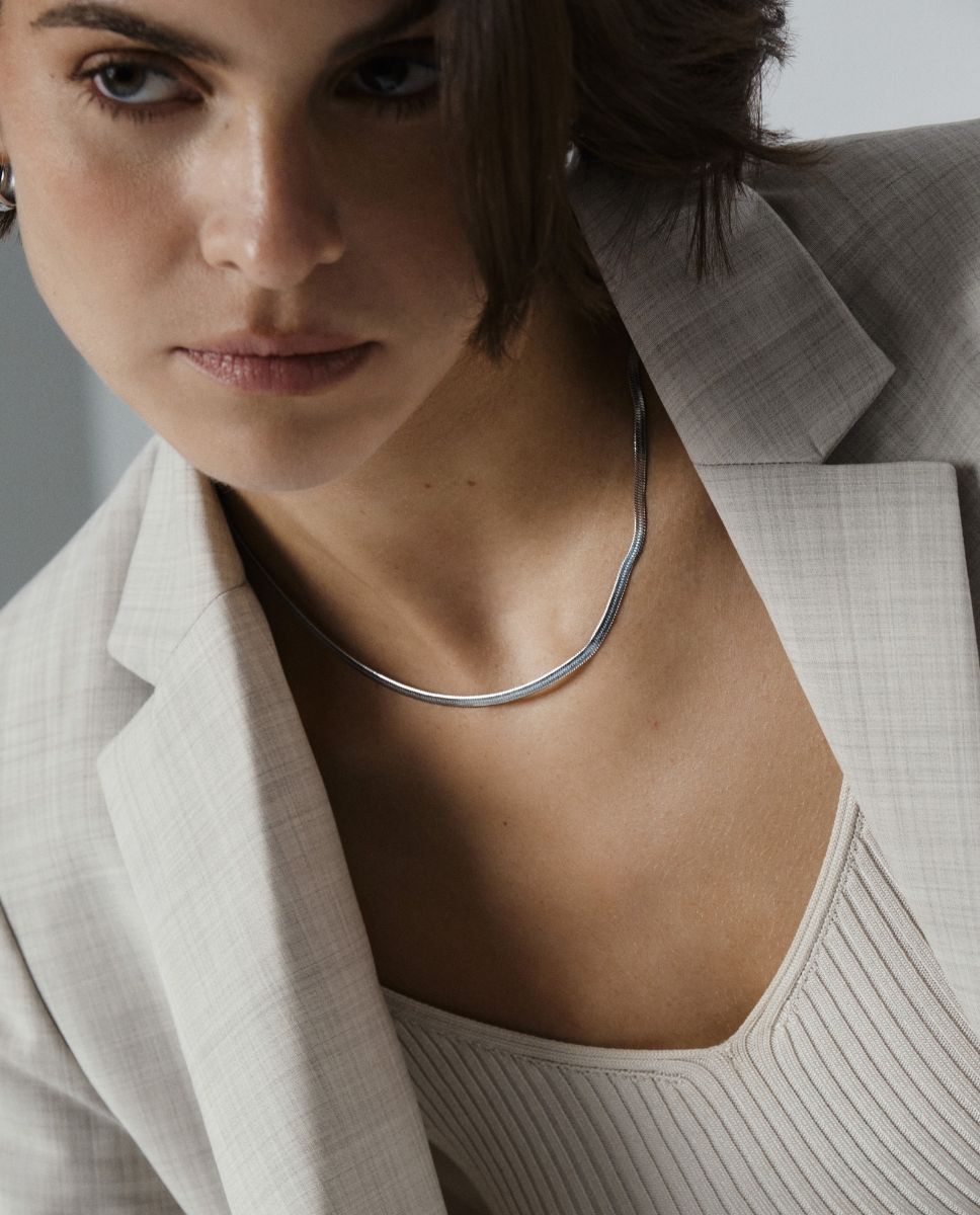 Thin Snake Silver Necklace