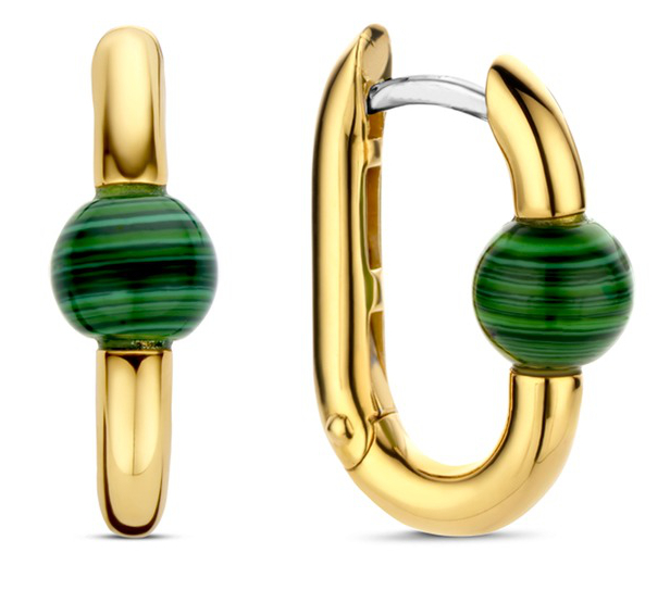 TI SENTO gold-plated malachite korvakorut 7914MA