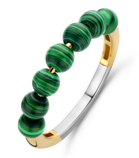 TI SENTO gold-plated silver malachite sormus 12284MA/54