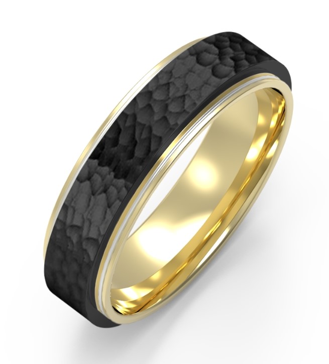 Bosie kaksivärinen taottu titaanisormus TICM-PVD-042KK&M/6