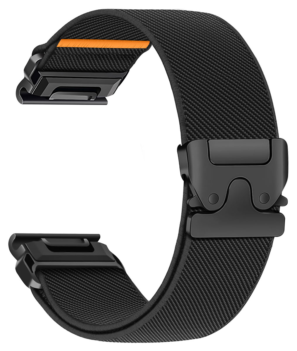 Tiera Garmin venyvä nailonranneke pikakiinnityksellä musta 22 mm