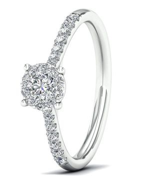 Lykka Elegance monikivinen halo timanttisormus valkokulta 0,25 ct