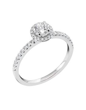 Midem Paris halo-timanttisormus 0,75ct valkokulta