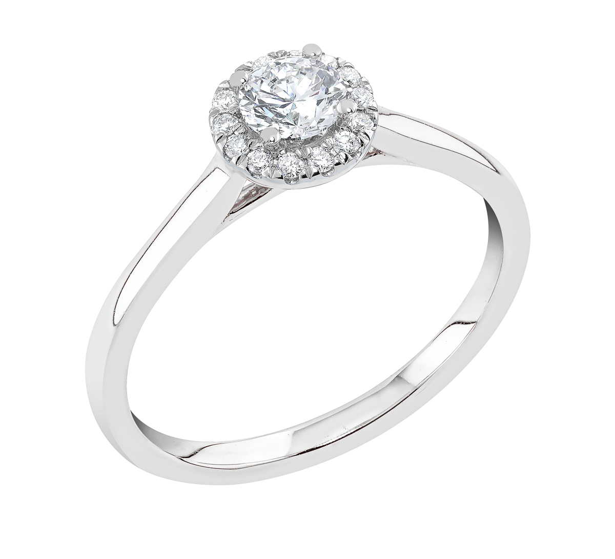 Midem Rome halo-timanttisormus 0,50ct valkokulta