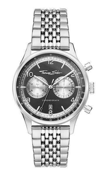 Thomas Sabo Rebel at heart Chronograph silver black WA0375-201-203-40 MM 