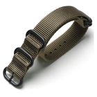 Tiera khaki ZULU-ranneke - musta PVD solki ja lenkit 24 mm