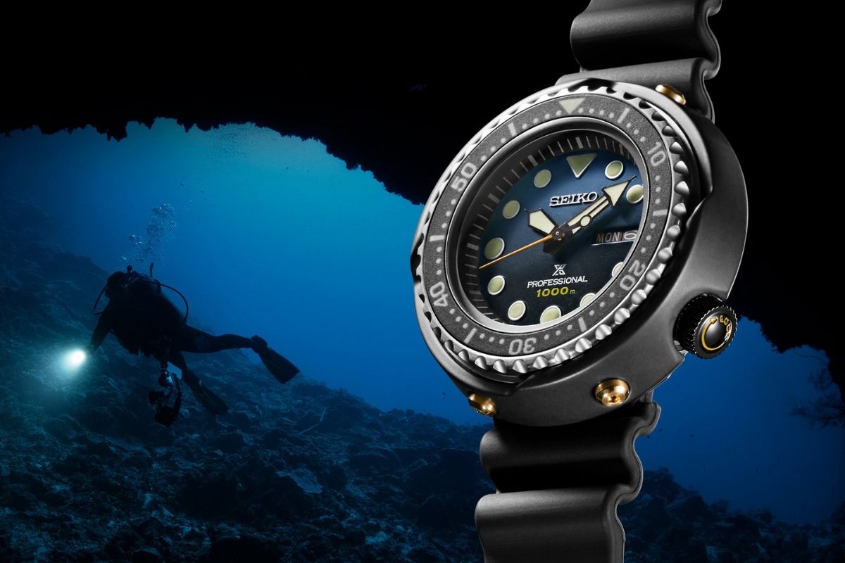 Kuvassa tyylikäs Seiko Tuna sukeltajankello