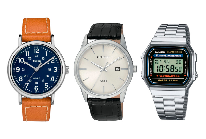 casio, timex ja citizen -kelloi