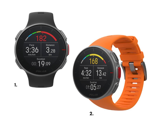 Polar Vantage V Black ja Polar Vantage V Orange