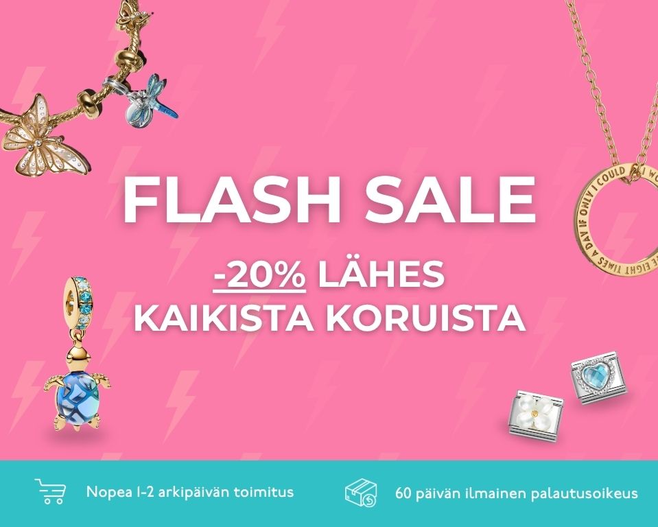 Korujen ja kellojen Flash Sale on alkanut! Alennukset loppuvat keskiviikkona 27.5., joten toimi nopeasti!