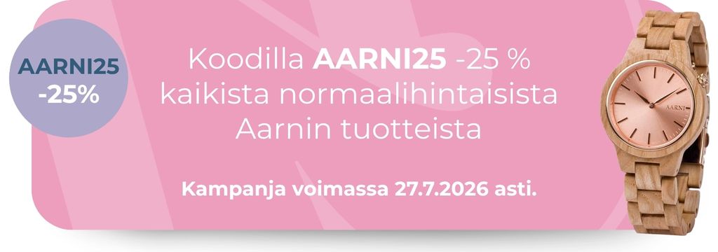 Koodilla: AARNI25, saat 25% alennusta kaikista normaalihintaisista Aarni-tuotteista.