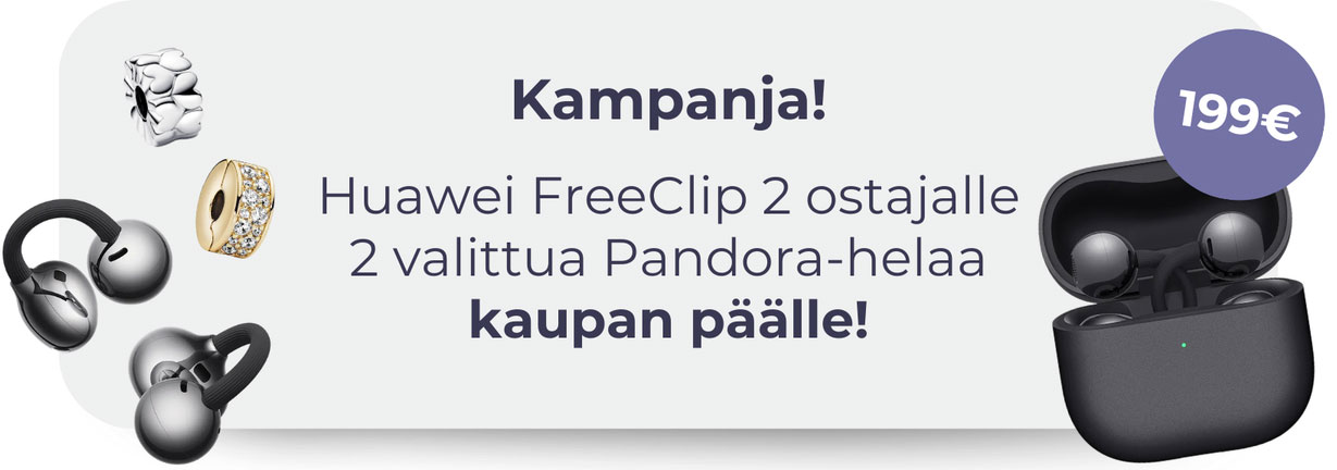 Osta Huawei FreeClip 2, saat 2 Pandora-helaa kaupan päälle